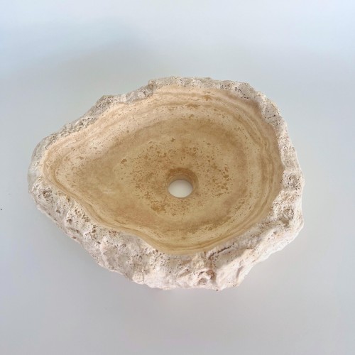 Natural Stone Vessel Sink, Bathroom Countertop Sink, Unique Travertine Basin, Modern Boho Vessel Sink, Farmhouse Washbasin, Powder Room Sink