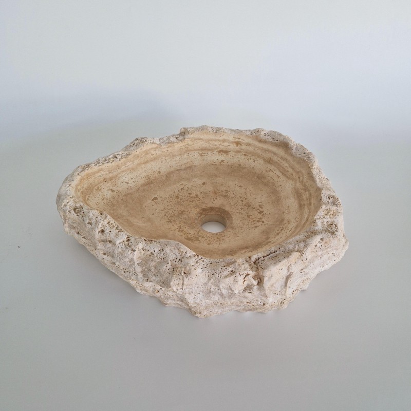 Travertine Bathroom Countertop Sink, Modern Boho Vessel Sink, Natural Stone Washbasin, Handcrafted Vessel Sink, Home Decor Bathroom Sink