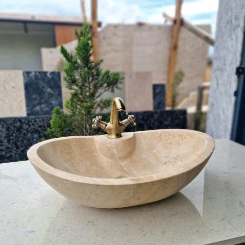 Travertine Marble Sink, Bathroom Vessel Sink, Natural Stone Countertop Basin, Stone Vessel Sink, Hand Carved Marble Sink, Rustic Vanity Sink