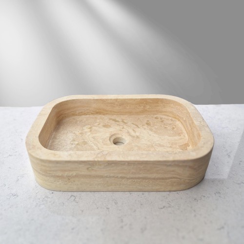 Travertine Stone Vessel Sink, Rustic Farmhouse Countertop Sink, Home Decor Bathroom Basin, Natural Stone Vessel Sink, Marble Washbasin