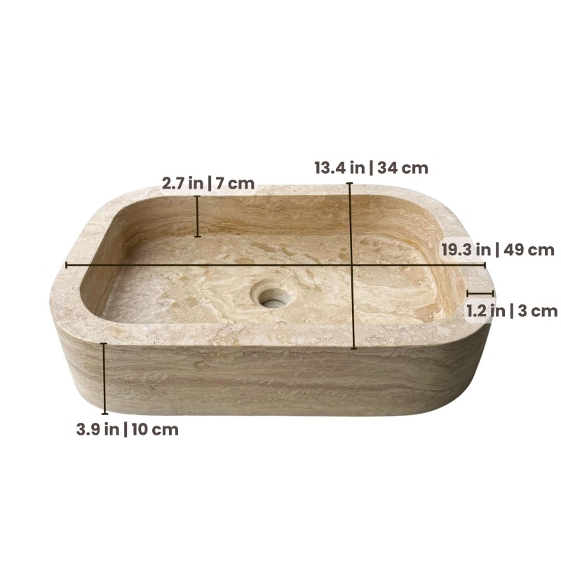 Travertine Stone Vessel Sink, Rustic Farmhouse Countertop Sink, Home Decor Bathroom Basin, Natural Stone Vessel Sink, Marble Washbasin