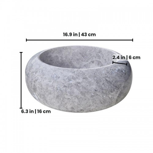 Bathroom Decor Marble Round Vessel Sink, Natural Stone Countertop Sink, Marble Basin for Vanity, Modern Chic Hand Carved Vessel Sink