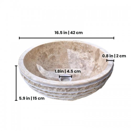 Round Marble Bathroom Sink, Chiseled Countertop Sink, Hand Carved Marble Vessel Sink, Vanity Washbasin, Powder Room Basin, Luxury Sink