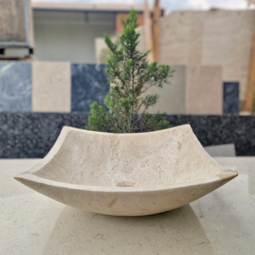 Unique Travertine Bathroom Sink, Natural Stone Vessel Sink, Vanity Marble Countertop Sink, Handcrafted Travertine Basin, Bathroom Decor Sink