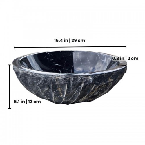 Black Marble Vessel Sink, Chiseled Marble Bathroom Wash Basin, Unique Vanity Decor Sink, Natural Stone Handcrafted Vessel Sink, Marble Basin