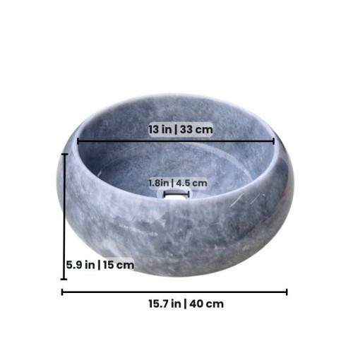 Round Marble Sink, Natural Stone Vessel Sink, Unique Vessel Sink for Bathroom, Small Marble Wash Basin, Rustic Vanity Countertop Vessel Sink