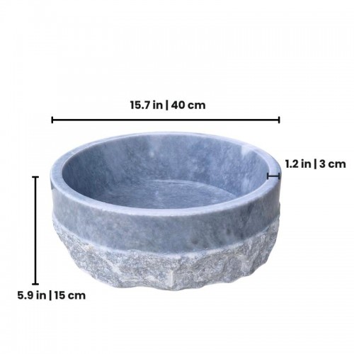 Marble Vessel Sink, Natural Stone Round Countertop Sink, Chiseled Marble Bathroom Washbasin, Vanity Rustic Vessel Sink, Modern Unique Sink