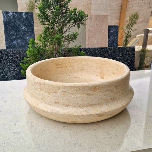 Travertine Stone Vessel Sink, Bathroom Countertop Travertine Sink, Vanity Round Basin, Modern Farmhouse Bathroom Vessel Sink, Rustic Sink