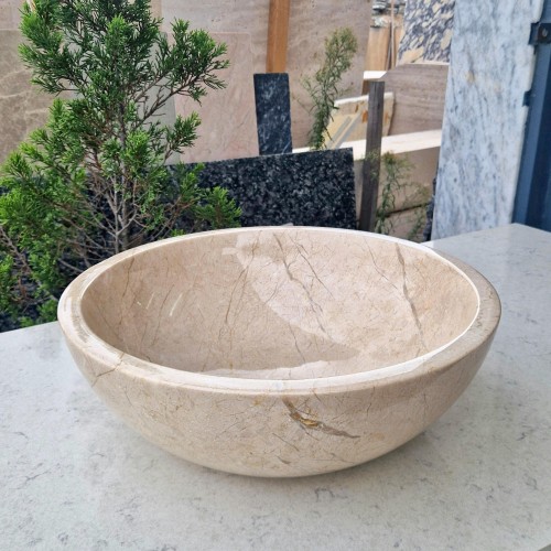 Beige Marble Vessel Sink, Natural Stone Countertop Sink, Rustic Vessel Sink, Marble Bathroom Sink, Unique Vanity Basin, Stone Basin Sink